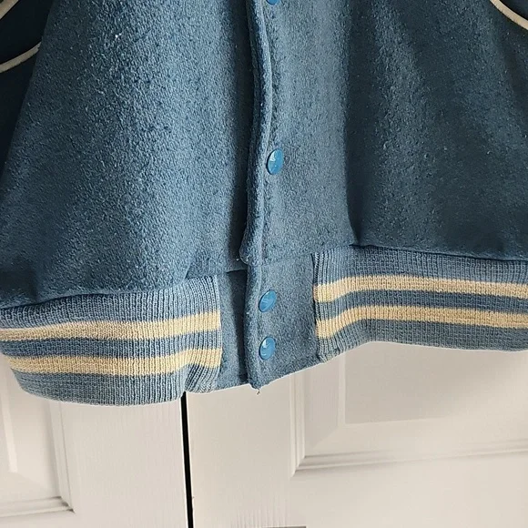 Vintage Butwin Wool Varsity High School Jacket Light Blue & White + Pins Dan